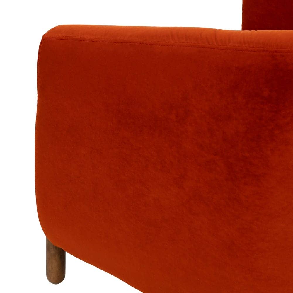 Sillón Rojo de Terciopelo y Madera para Salón - Diseño Contemporáneo 82 cm, Comodidad y Estilo para tu Hogar - Imagen 8