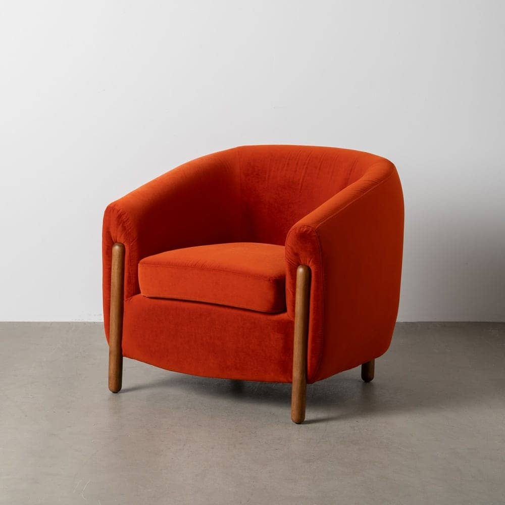 Sillón Rojo de Terciopelo y Madera para Salón - Diseño Contemporáneo 82 cm, Comodidad y Estilo para tu Hogar - Imagen 12