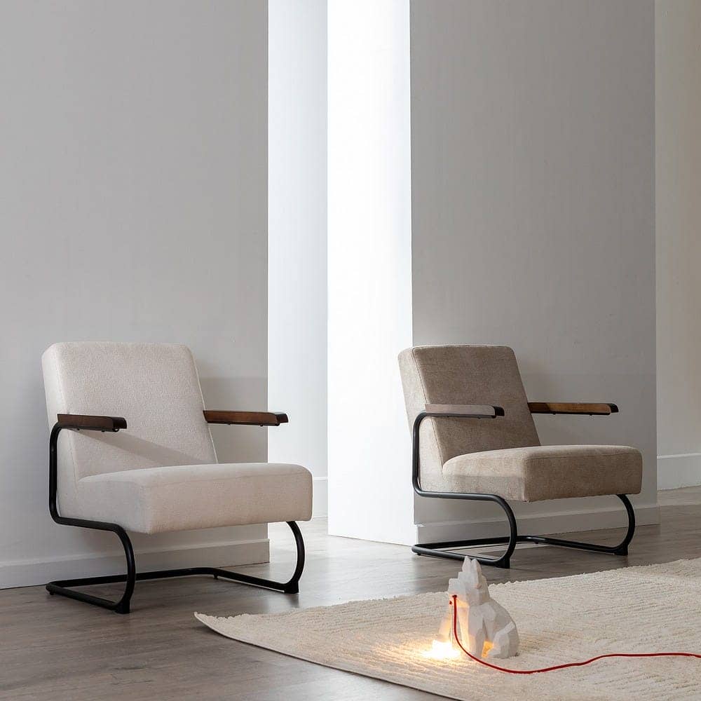 Sillón Taupe Moderno en Tejido y Metal para Salón - Diseño Ergonómico y Confortable 85 cm - Imagen 12
