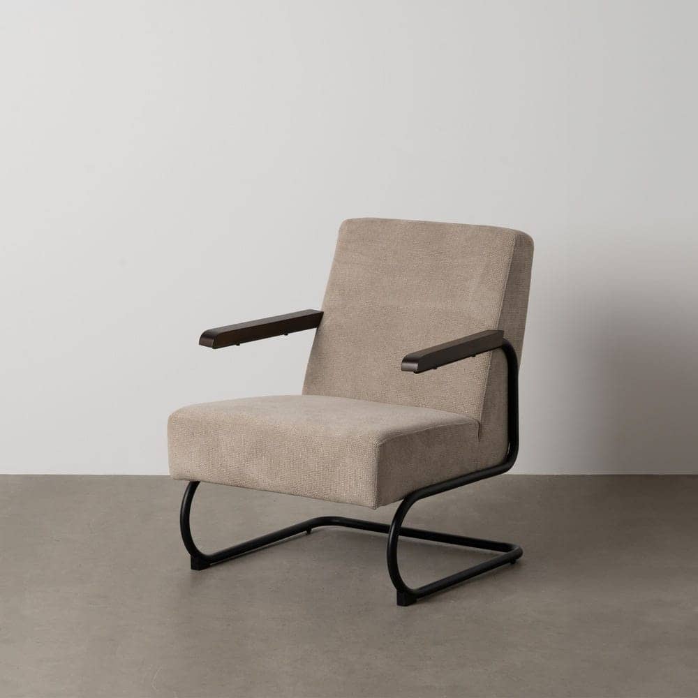 Sillón Taupe Moderno en Tejido y Metal para Salón - Diseño Ergonómico y Confortable 85 cm - Imagen 13