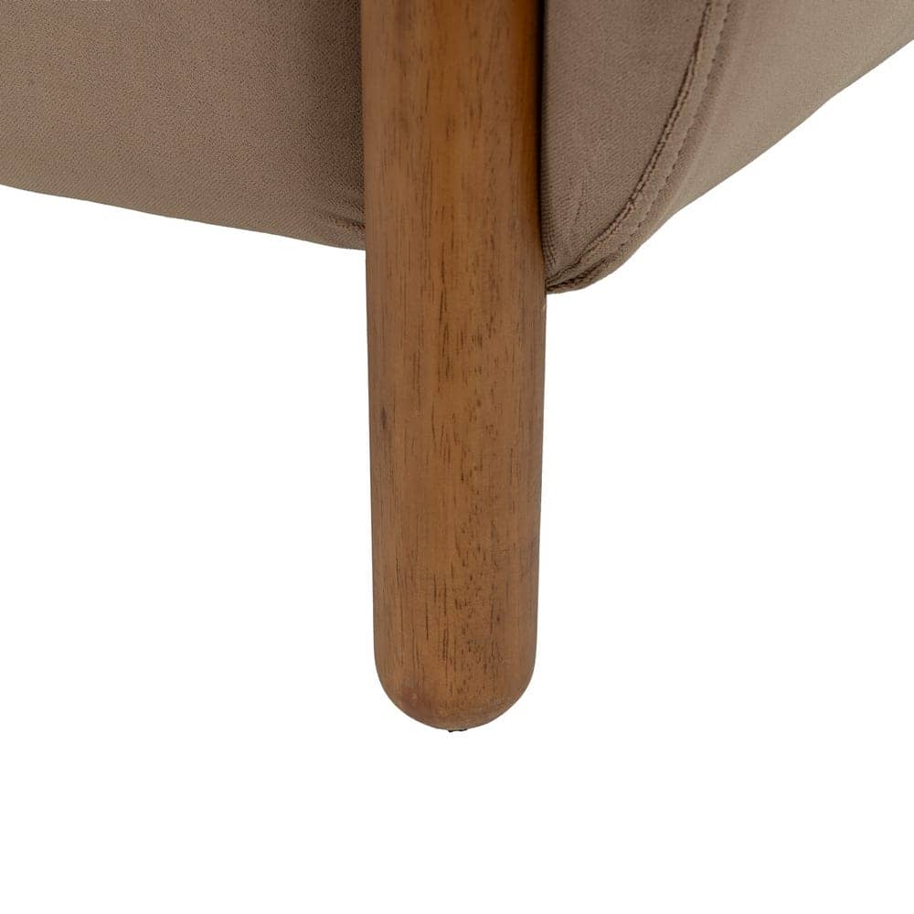 Sillón Taupe Tejido de Terciopelo y Madera para Salón - 87 cm, Diseño Sofisticado y Confortable - Imagen 10