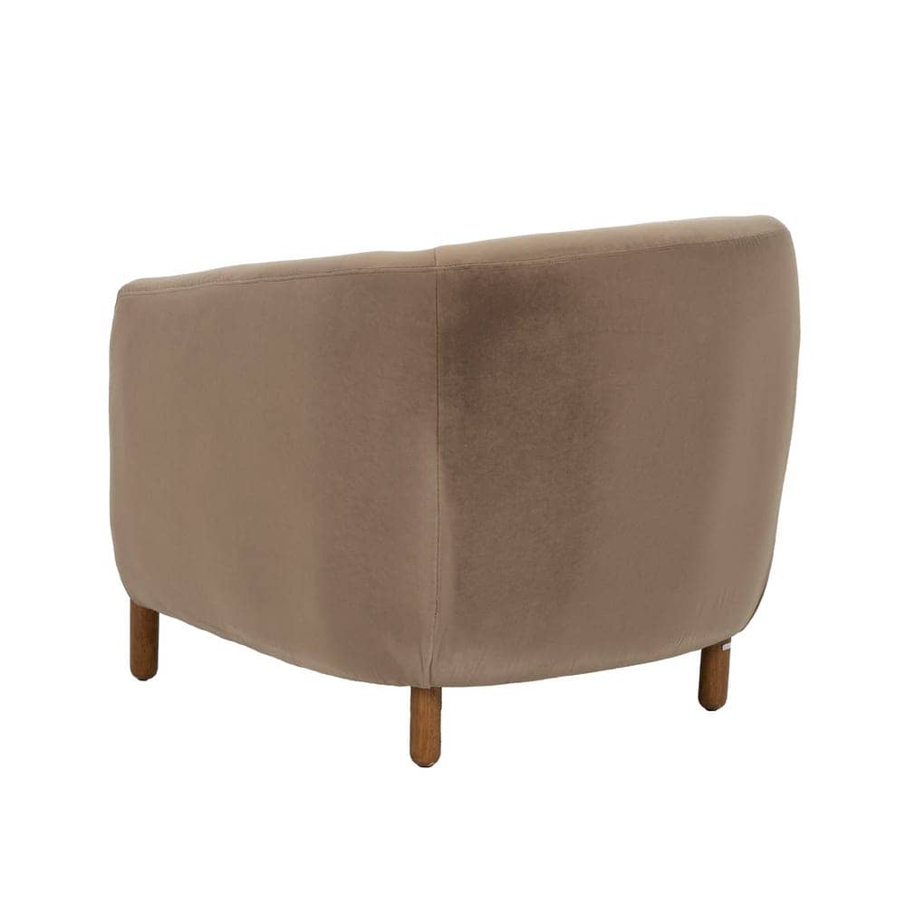 Sillón Taupe Tejido de Terciopelo y Madera para Salón - 87 cm, Diseño Sofisticado y Confortable - Imagen 3