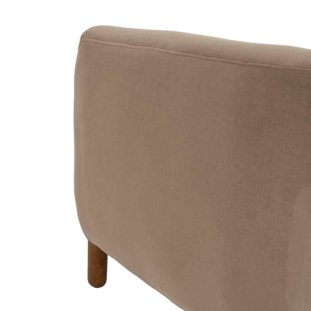 Sillón Taupe Tejido de Terciopelo y Madera para Salón - 87 cm, Diseño Sofisticado y Confortable - Imagen 8