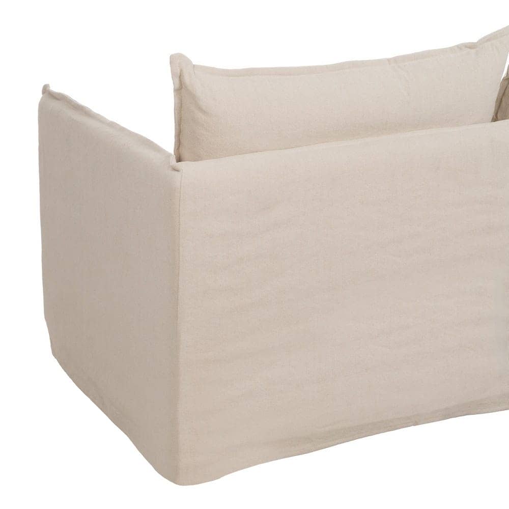 Sofá 2 Plazas Crema en Madera y Tejido Lino-Cotón 180 cm - Diseño Elegante y Confort Premium para Salón - Imagen 10