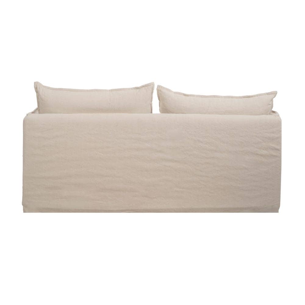 Sofá 2 Plazas Crema en Madera y Tejido Lino-Cotón 180 cm - Diseño Elegante y Confort Premium para Salón - Imagen 3
