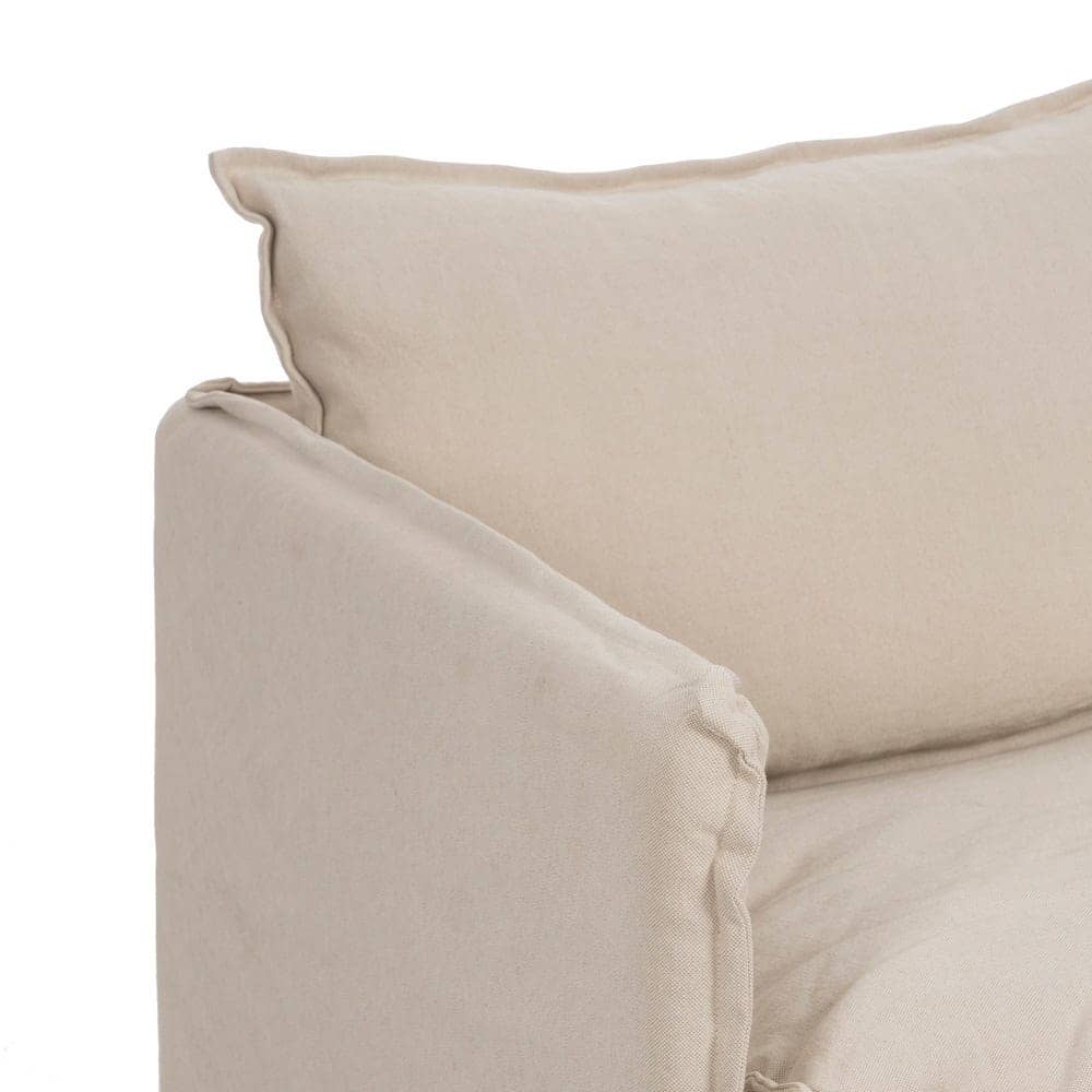 Sofá 2 Plazas Crema en Madera y Tejido Lino-Cotón 180 cm - Diseño Elegante y Confort Premium para Salón - Imagen 4