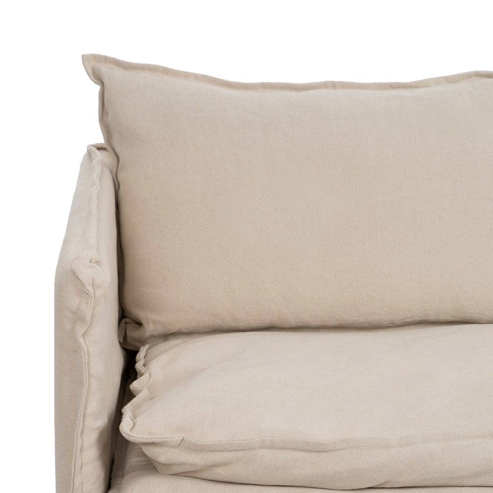Sofá 2 Plazas Crema en Madera y Tejido Lino-Cotón 180 cm - Diseño Elegante y Confort Premium para Salón - Imagen 5