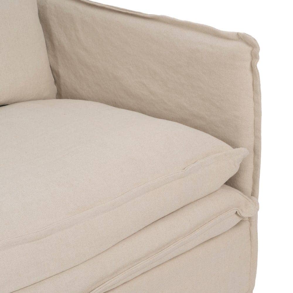 Sofá 2 Plazas Crema en Madera y Tejido Lino-Cotón 180 cm - Diseño Elegante y Confort Premium para Salón - Imagen 8