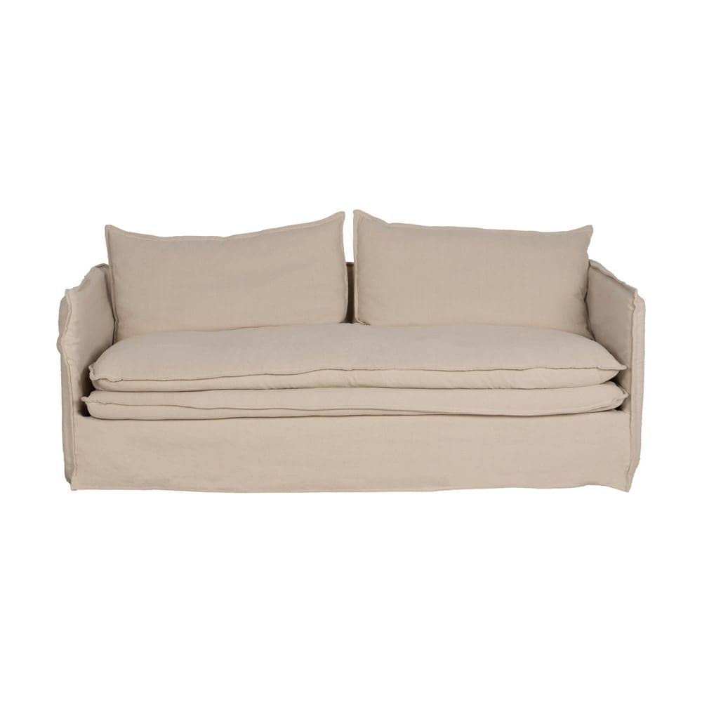 Sofá 3 Plazas Crema de Tejido Premium para Salón - 210 cm, Confort y Estilo Atemporal, Desenfundable y Duradero, Soporta 330 kg - Imagen 2