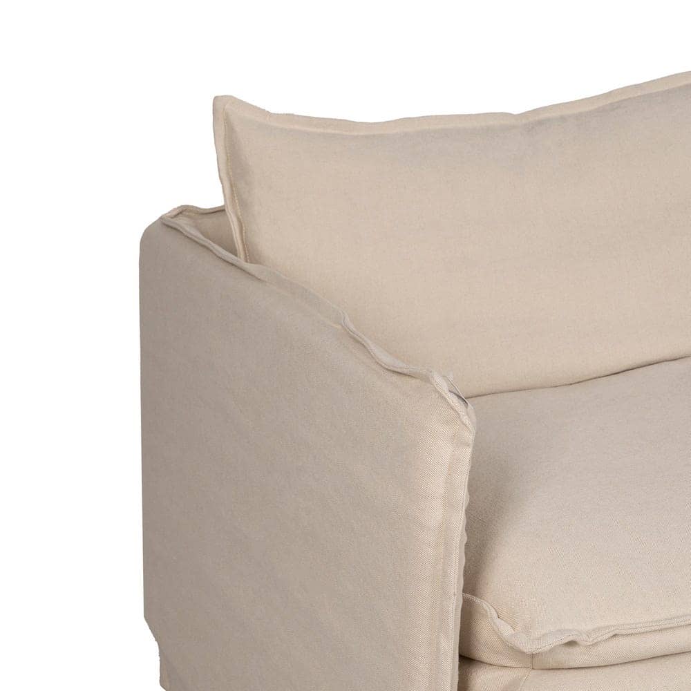 Sofá 3 Plazas Crema de Tejido Premium para Salón - 210 cm, Confort y Estilo Atemporal, Desenfundable y Duradero, Soporta 330 kg - Imagen 4
