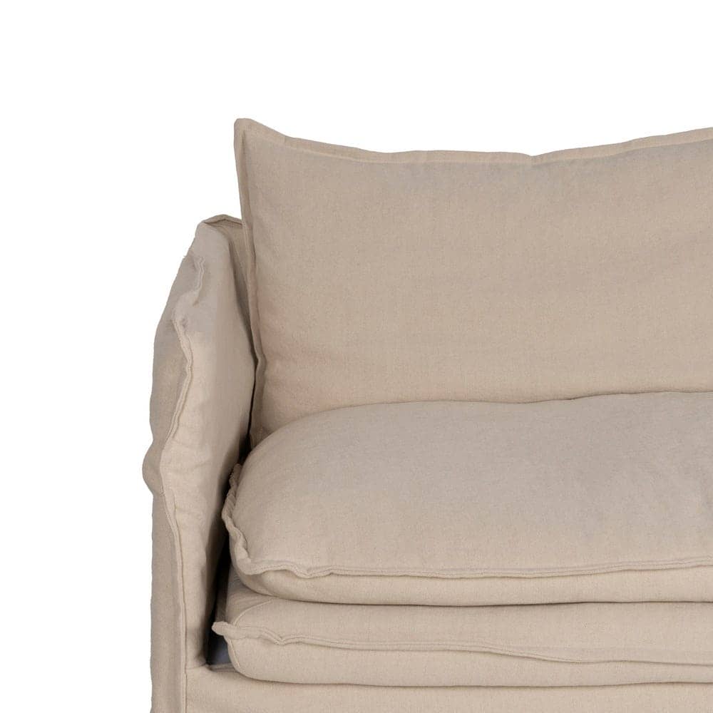 Sofá 3 Plazas Crema de Tejido Premium para Salón - 210 cm, Confort y Estilo Atemporal, Desenfundable y Duradero, Soporta 330 kg - Imagen 5