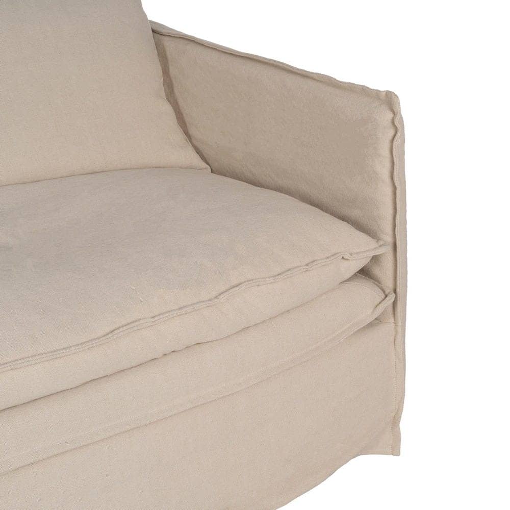 Sofá 3 Plazas Crema de Tejido Premium para Salón - 210 cm, Confort y Estilo Atemporal, Desenfundable y Duradero, Soporta 330 kg - Imagen 7