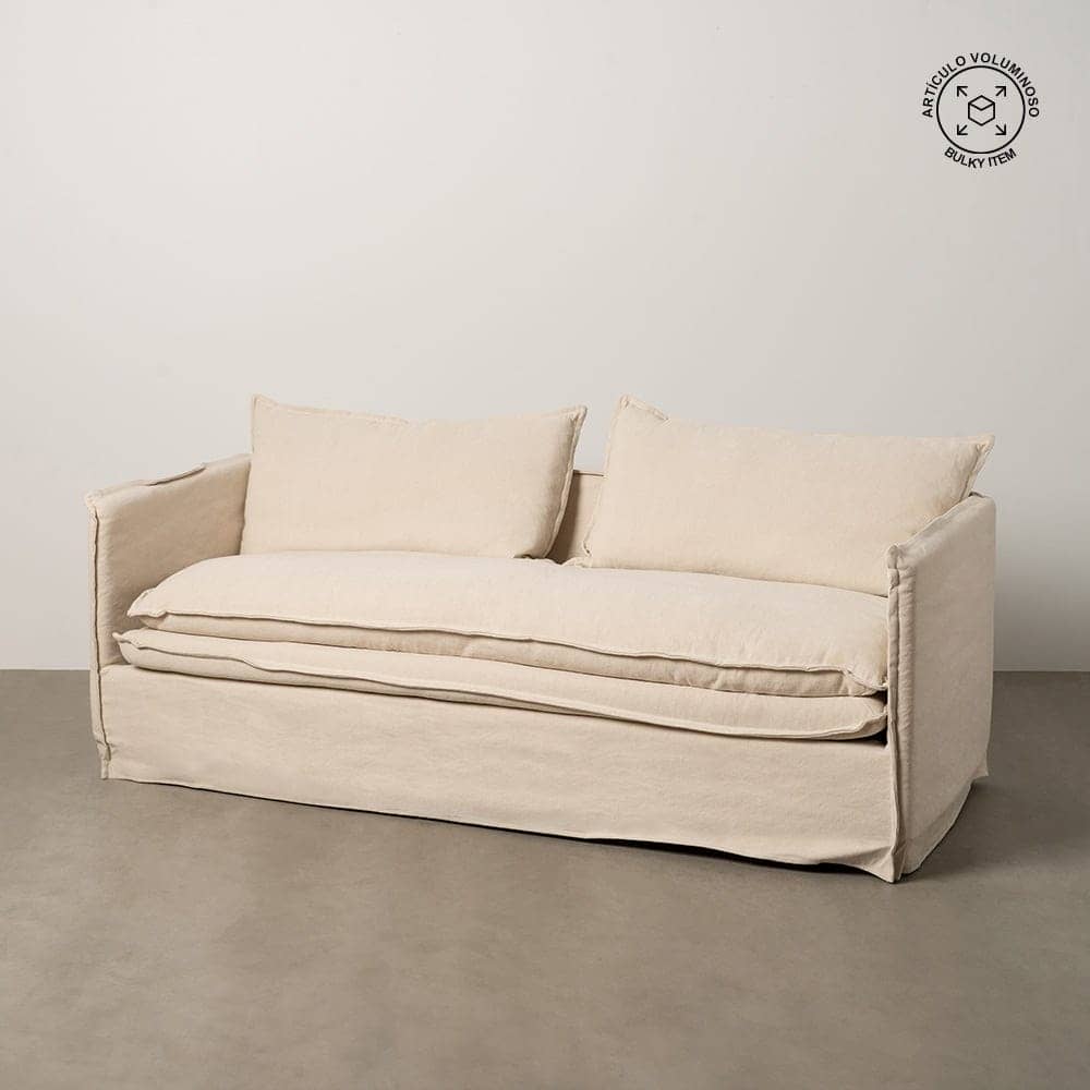 Sofá 3 Plazas Crema de Tejido Premium para Salón - 210 cm, Confort y Estilo Atemporal, Desenfundable y Duradero, Soporta 330 kg - Imagen 11