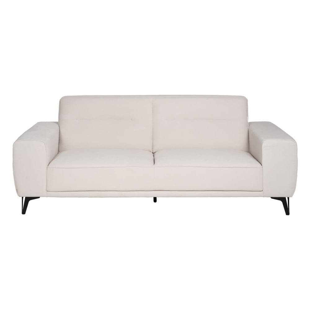 Sofá 3 Plazas Crudo Tejido-Metal 213 cm - Diseño Moderno y Elegante para Salones Contemporáneos - Imagen 2