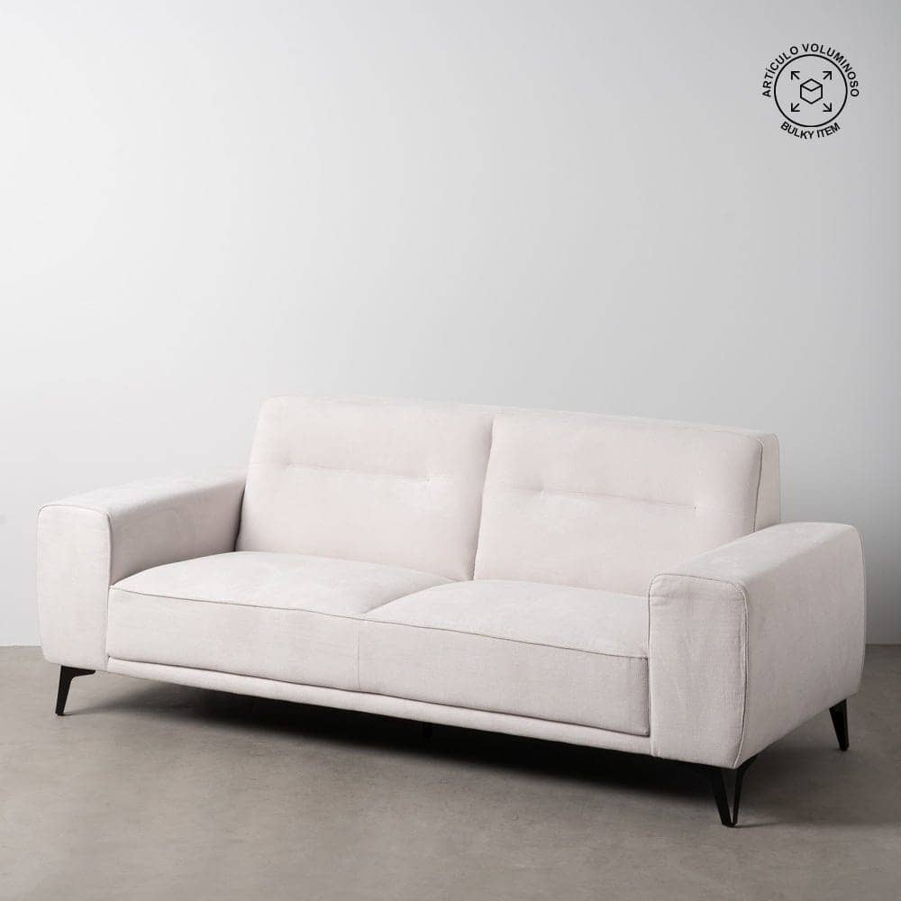 Sofá 3 Plazas Crudo Tejido-Metal 213 cm - Diseño Moderno y Elegante para Salones Contemporáneos - Imagen 12
