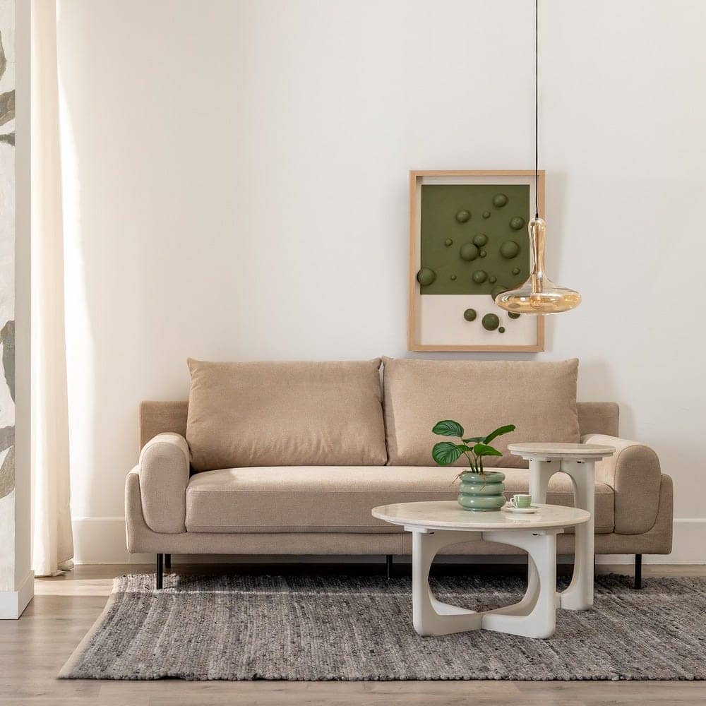 Sofá 3 Plazas Taupe Tejido-Metal para Salón - Diseño Moderno y Elegante, 220 cm, Confort y Estilo Atemporal - Imagen 13