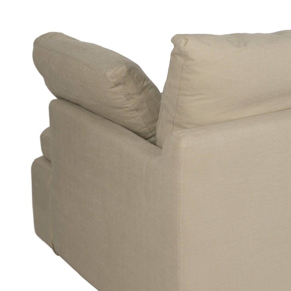 Sofá Beige de 3 Plazas con Tejido de Lino y Algodón, Estructura de Madera, 212 cm - Elegancia y Comodidad para tu Salón - Imagen 10
