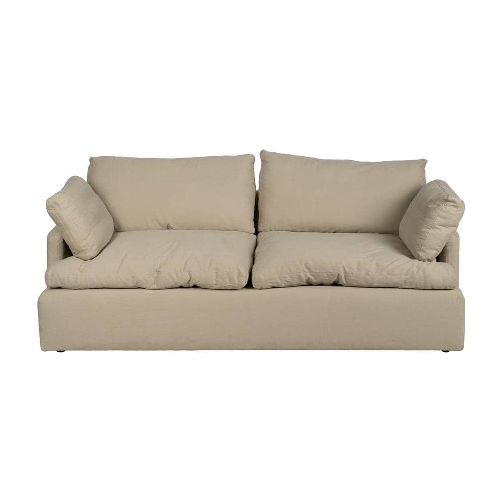 Sofá Beige de 3 Plazas con Tejido de Lino y Algodón, Estructura de Madera, 212 cm - Elegancia y Comodidad para tu Salón - Imagen 2
