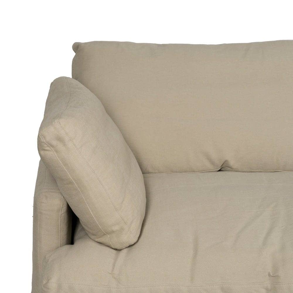 Sofá Beige de 3 Plazas con Tejido de Lino y Algodón, Estructura de Madera, 212 cm - Elegancia y Comodidad para tu Salón - Imagen 5