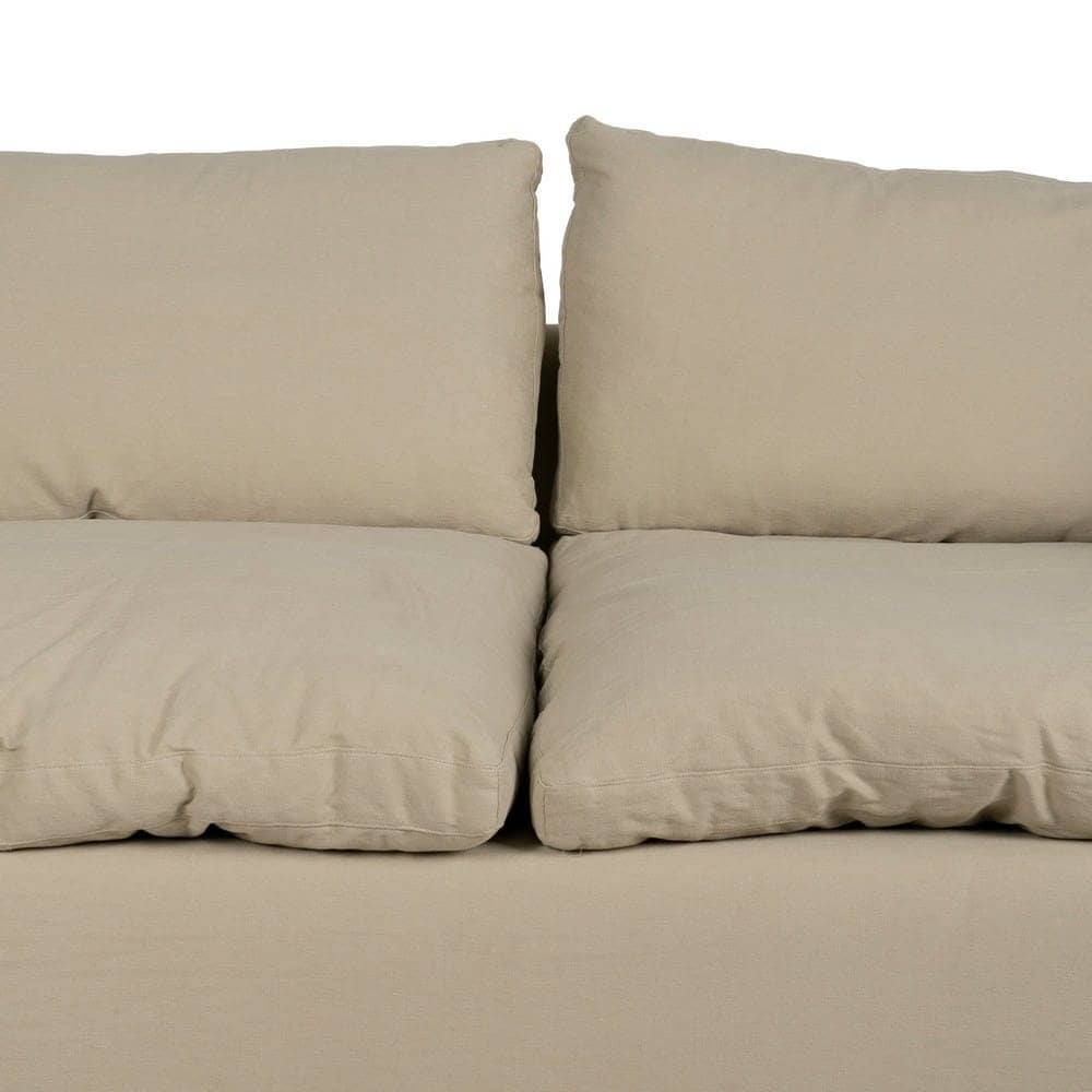 Sofá Beige de 3 Plazas con Tejido de Lino y Algodón, Estructura de Madera, 212 cm - Elegancia y Comodidad para tu Salón - Imagen 6