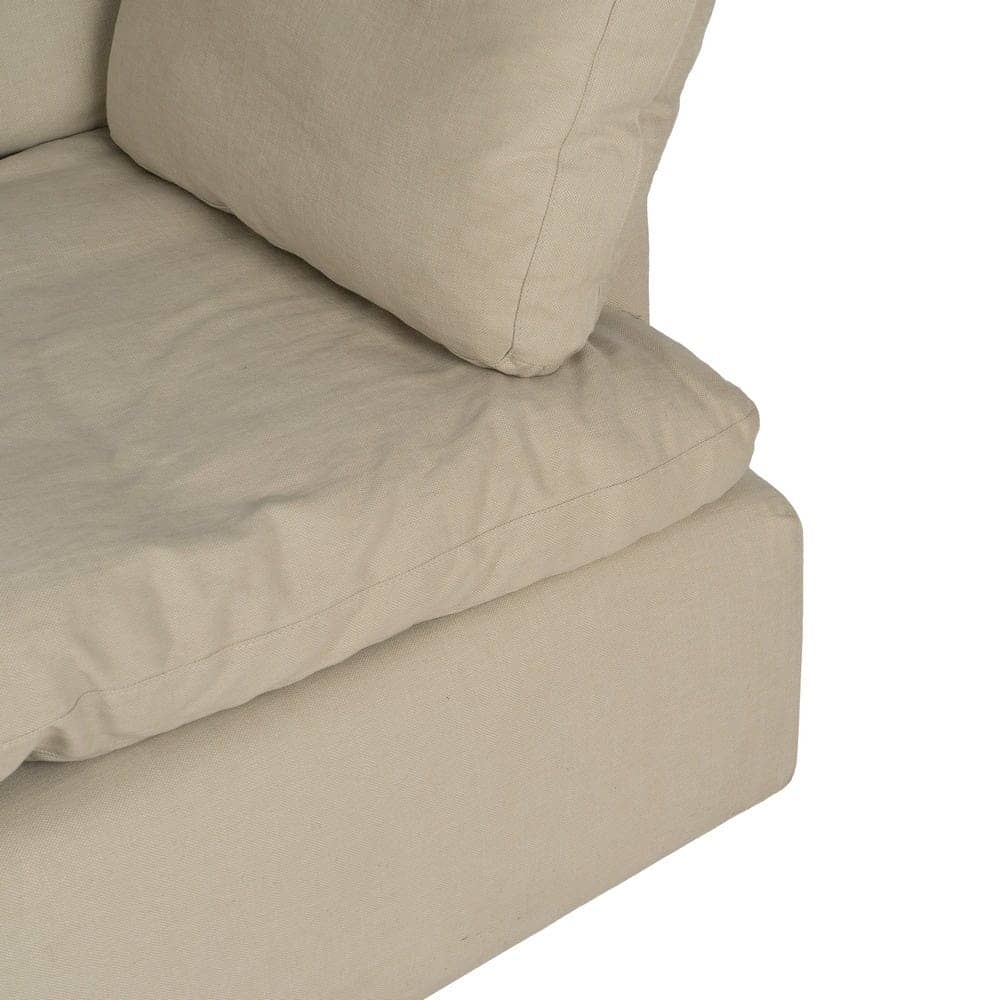 Sofá Beige de 3 Plazas con Tejido de Lino y Algodón, Estructura de Madera, 212 cm - Elegancia y Comodidad para tu Salón - Imagen 7