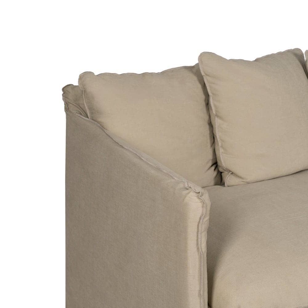 Sofá Beige de 3 Plazas con Tejido Premium y Estructura de Madera - Diseño Elegante y Cómodo (216 cm) - Imagen 3