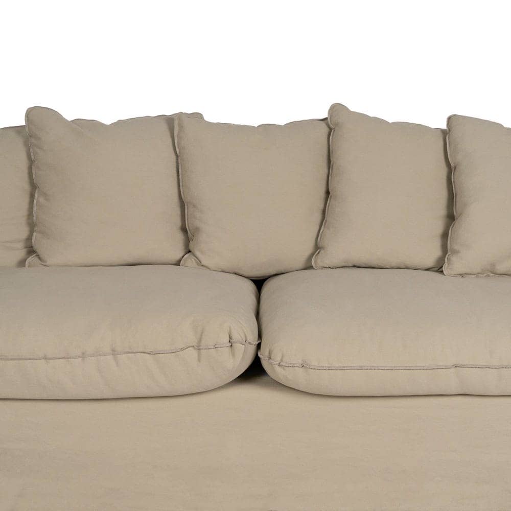 Sofá Beige de 3 Plazas con Tejido Premium y Estructura de Madera - Diseño Elegante y Cómodo (216 cm) - Imagen 4