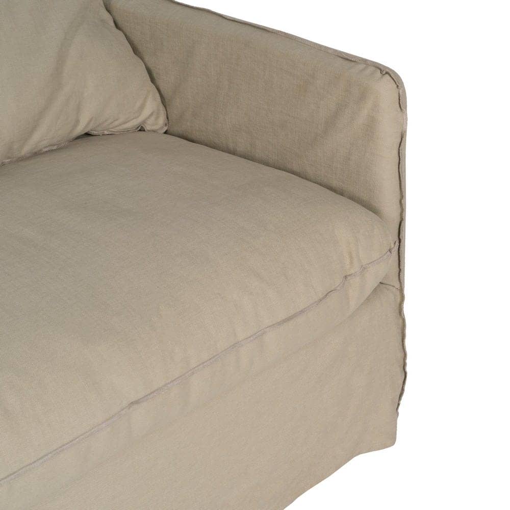 Sofá Beige de 3 Plazas con Tejido Premium y Estructura de Madera - Diseño Elegante y Cómodo (216 cm) - Imagen 5