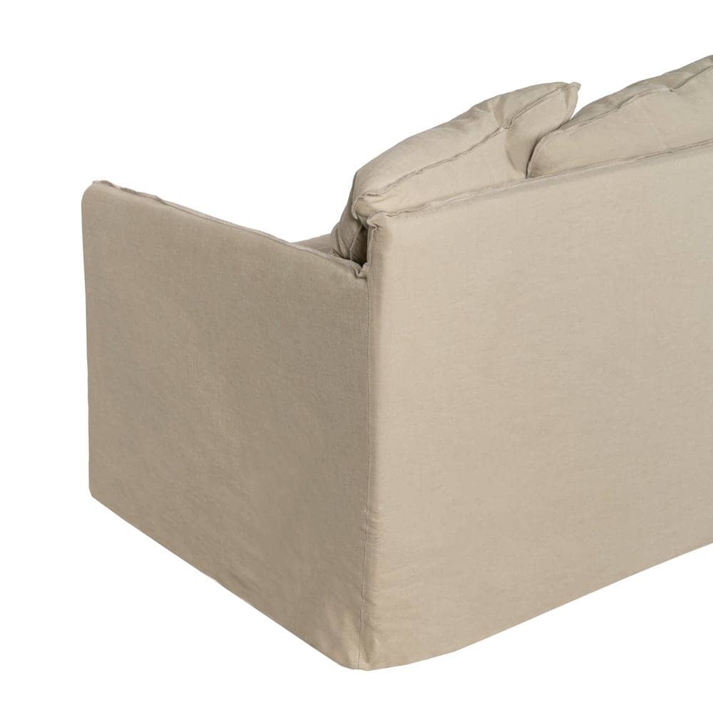 Sofá Beige de 3 Plazas con Tejido Premium y Estructura de Madera - Diseño Elegante y Cómodo (216 cm) - Imagen 7