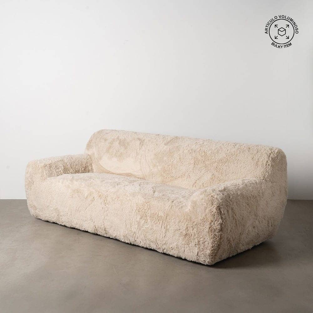 Sofá Beige de 3 Plazas en Tejido 100% Poliéster - Diseño Amplio y Moderno de 240 cm para Salones Elegantes y Confortables - Imagen 13