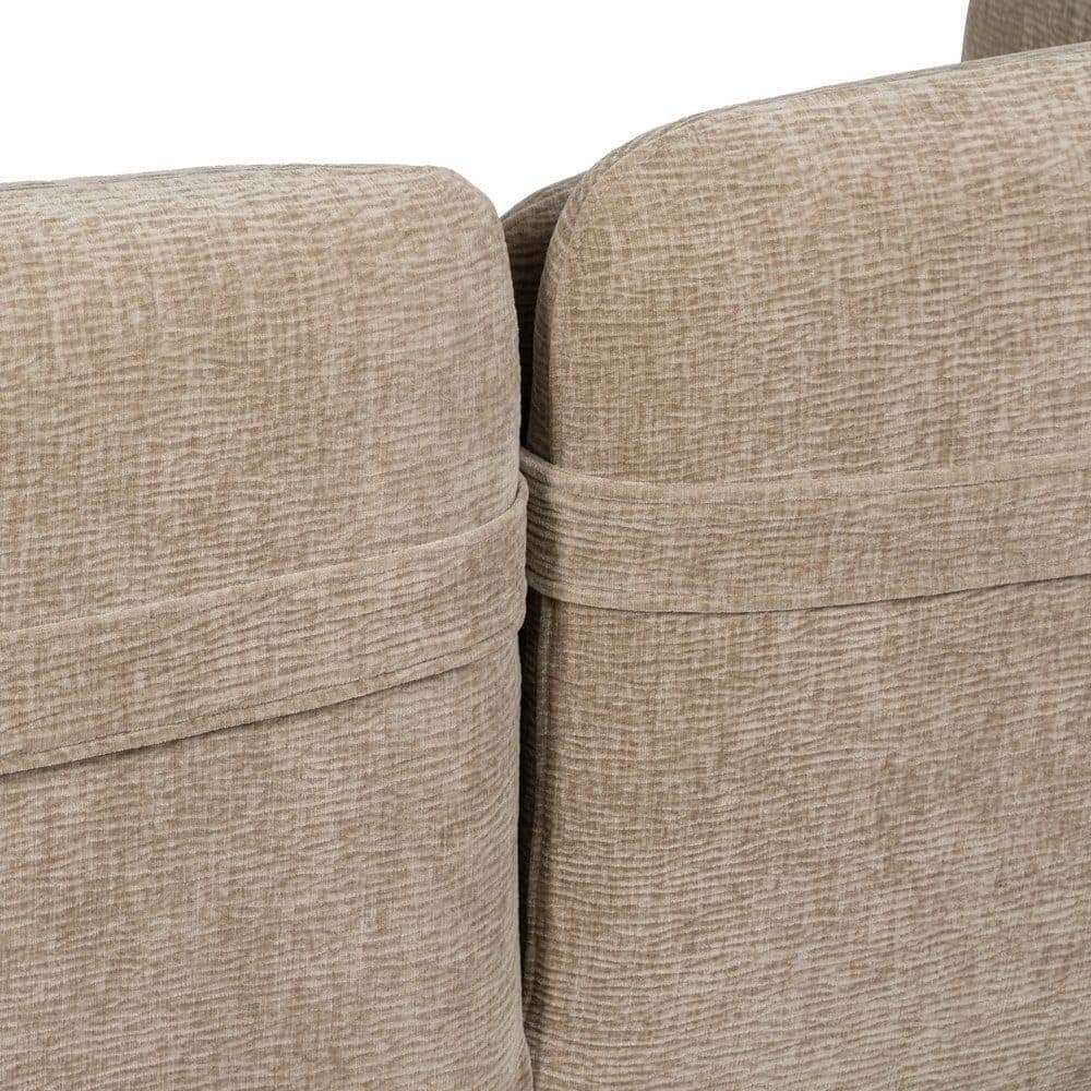 Sofá Beige Compacto de Tejido con Estructura de Madera y Patas Metálicas - 127 cm de Estilo Moderno y Confort Excepcional para Salones y Espacios Reducidos - Imagen 9
