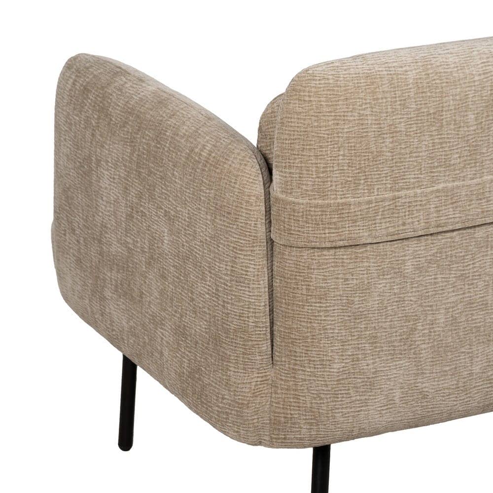 Sofá Beige Compacto de Tejido con Estructura de Madera y Patas Metálicas - 127 cm de Estilo Moderno y Confort Excepcional para Salones y Espacios Reducidos - Imagen 10