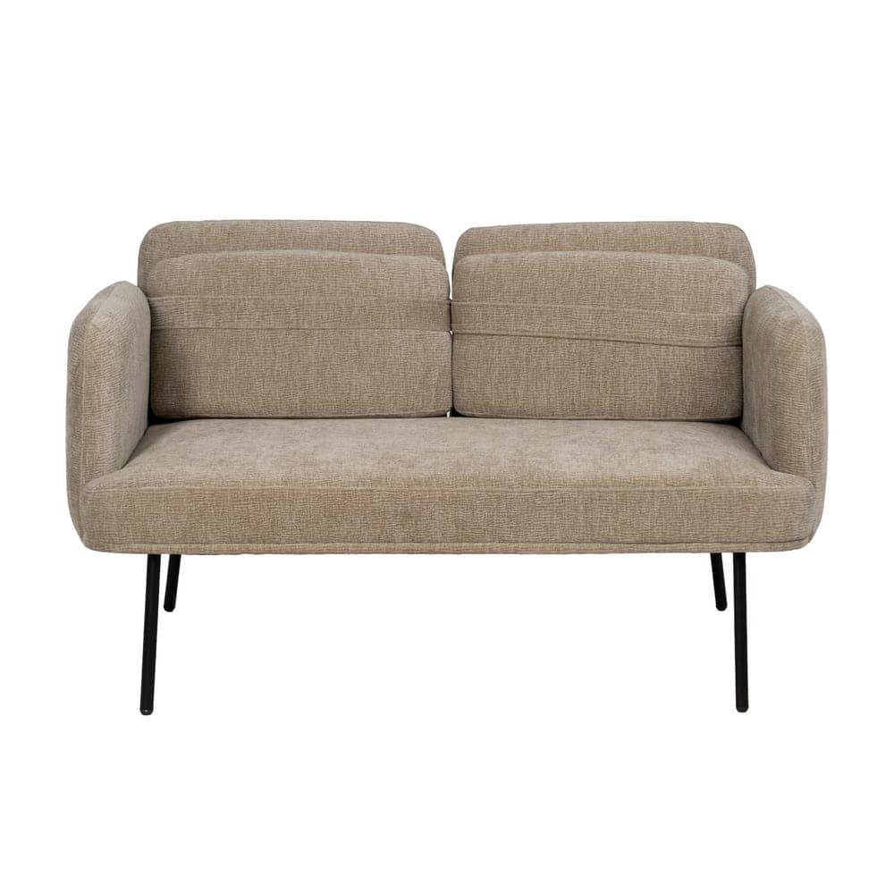 Sofá Beige Compacto de Tejido con Estructura de Madera y Patas Metálicas - 127 cm de Estilo Moderno y Confort Excepcional para Salones y Espacios Reducidos - Imagen 2