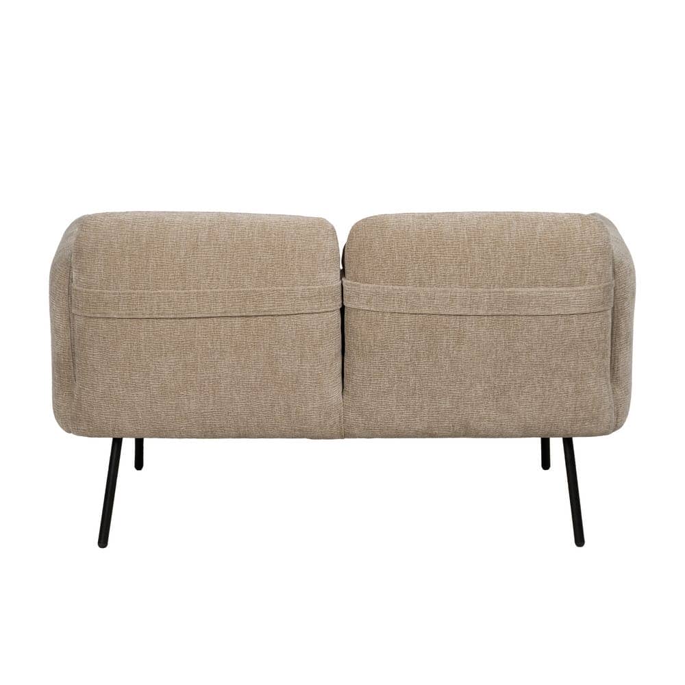 Sofá Beige Compacto de Tejido con Estructura de Madera y Patas Metálicas - 127 cm de Estilo Moderno y Confort Excepcional para Salones y Espacios Reducidos - Imagen 3