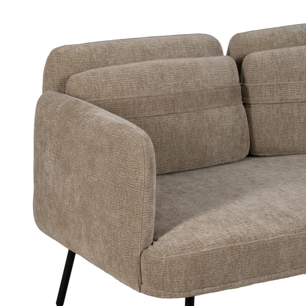 Sofá Beige Compacto de Tejido con Estructura de Madera y Patas Metálicas - 127 cm de Estilo Moderno y Confort Excepcional para Salones y Espacios Reducidos - Imagen 4