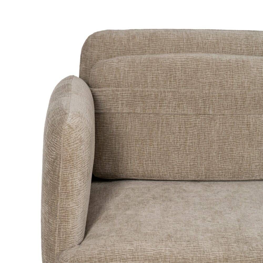 Sofá Beige Compacto de Tejido con Estructura de Madera y Patas Metálicas - 127 cm de Estilo Moderno y Confort Excepcional para Salones y Espacios Reducidos - Imagen 5