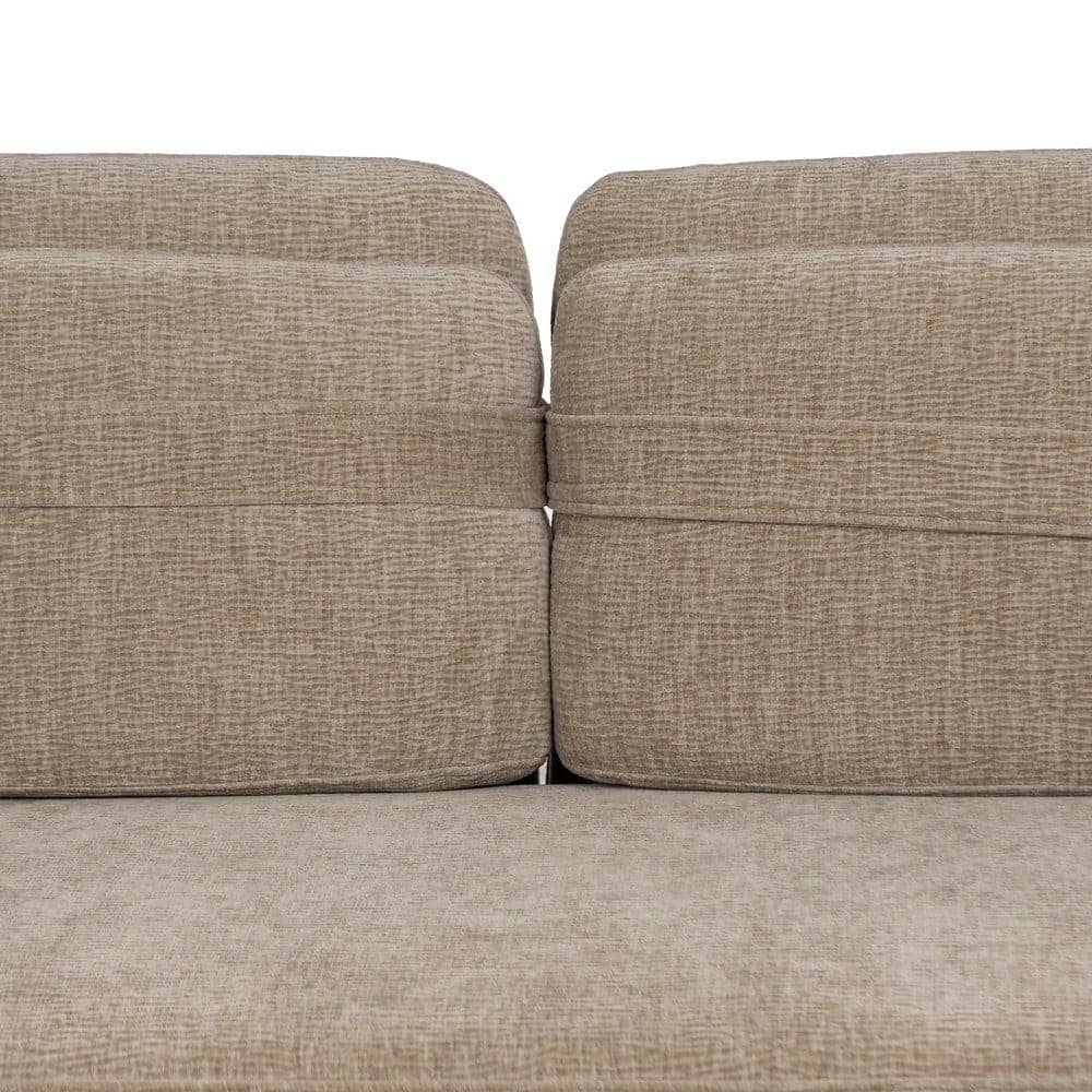 Sofá Beige Compacto de Tejido con Estructura de Madera y Patas Metálicas - 127 cm de Estilo Moderno y Confort Excepcional para Salones y Espacios Reducidos - Imagen 6