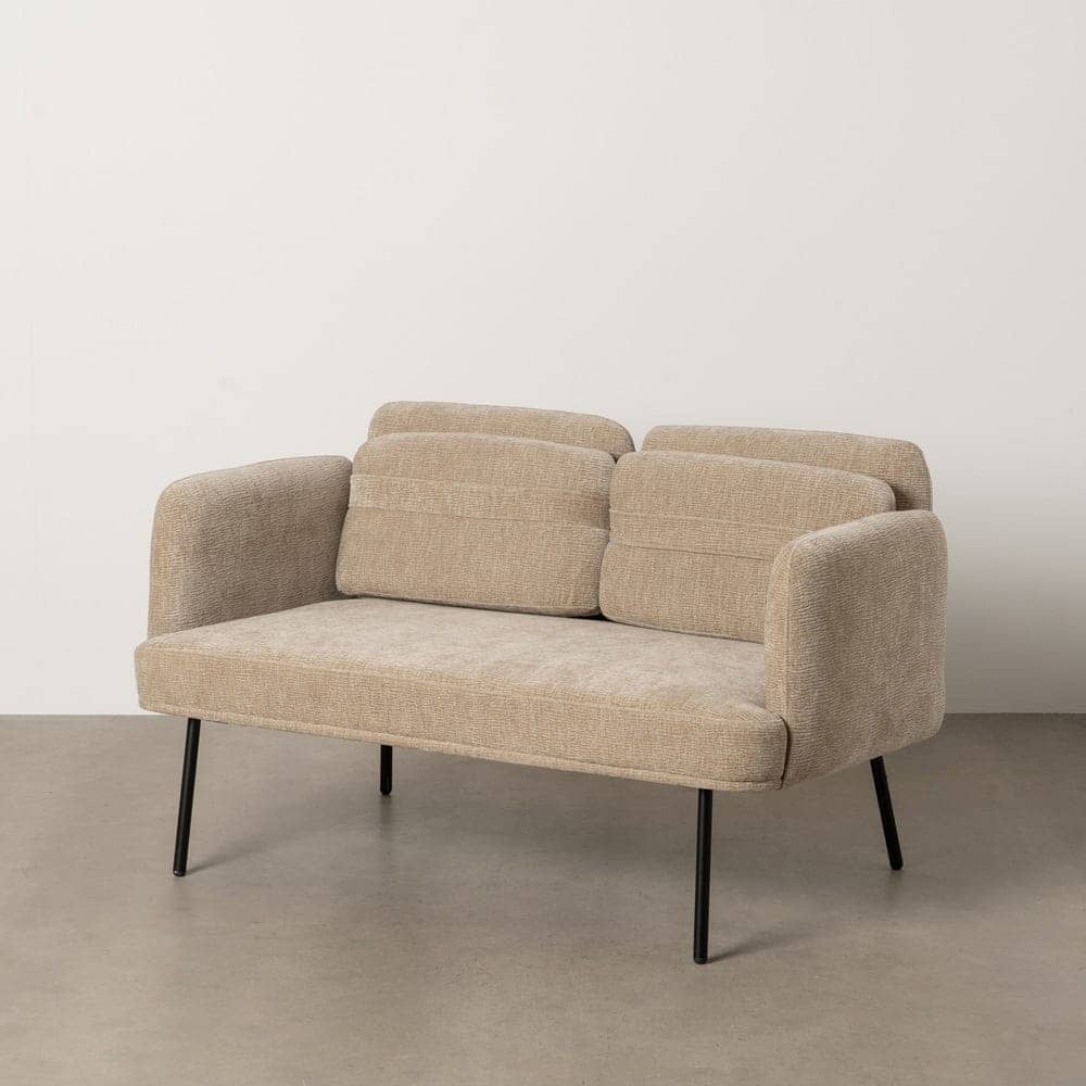 Sofá Beige Compacto de Tejido con Estructura de Madera y Patas Metálicas - 127 cm de Estilo Moderno y Confort Excepcional para Salones y Espacios Reducidos - Imagen 13