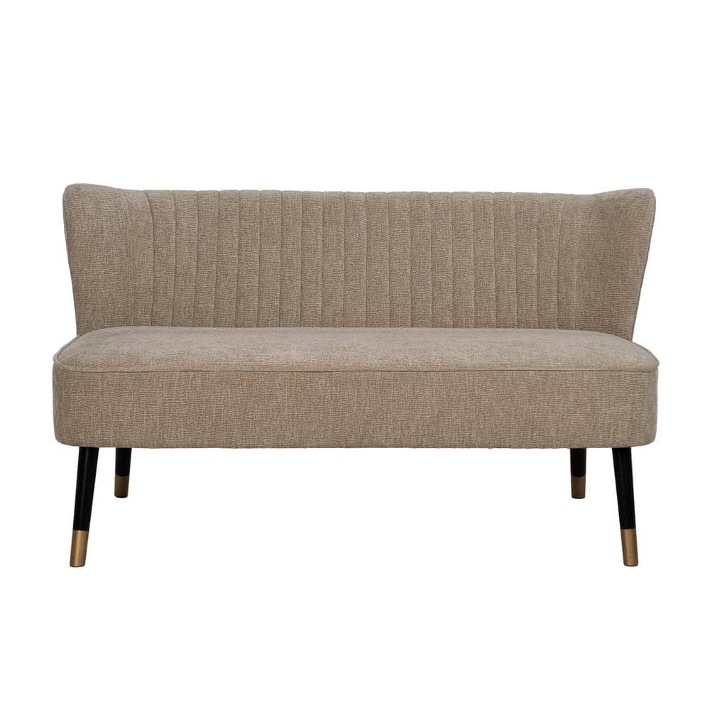 Sofá Beige Compacto de Tejido y Madera - Diseño Moderno para Espacios Reducidos (134 cm) - Imagen 2