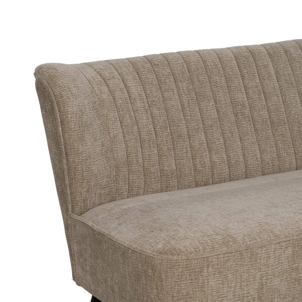 Sofá Beige Compacto de Tejido y Madera - Diseño Moderno para Espacios Reducidos (134 cm) - Imagen 4