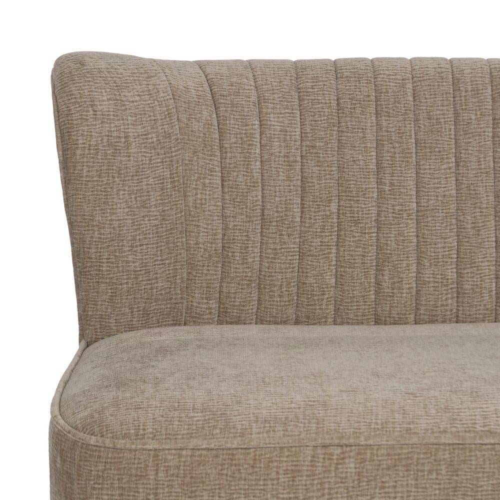 Sofá Beige Compacto de Tejido y Madera - Diseño Moderno para Espacios Reducidos (134 cm) - Imagen 5