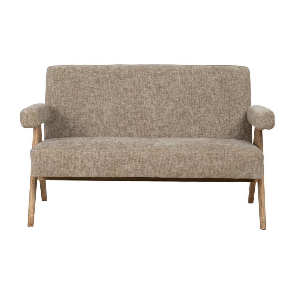 Sofá Beige de Tejido y Madera para Salón - Diseño Elegante y Confortable 134 cm, Ideal para Espacios Modernos - Imagen 2