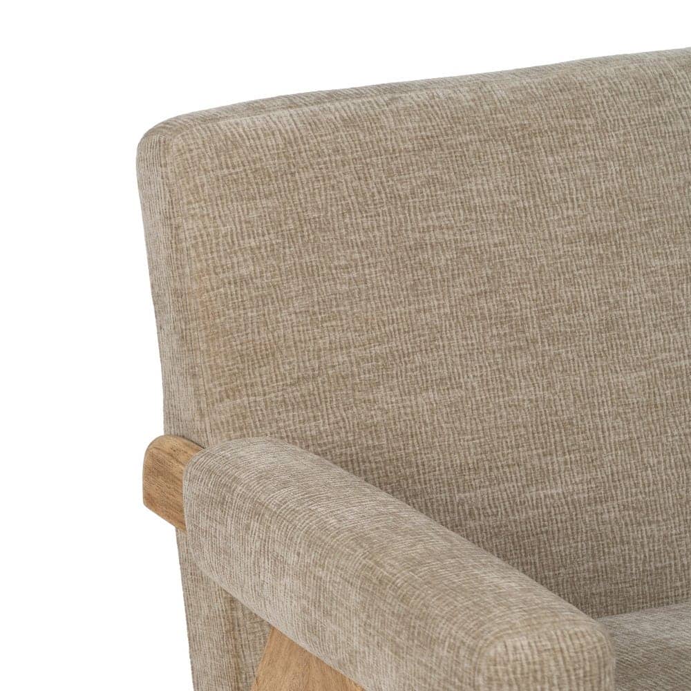 Sofá Beige de Tejido y Madera para Salón - Diseño Elegante y Confortable 134 cm, Ideal para Espacios Modernos - Imagen 4