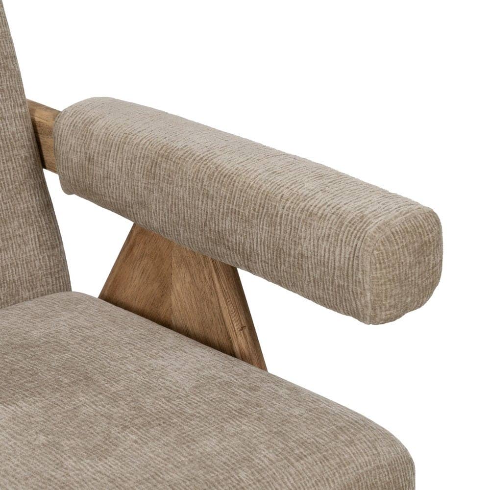 Sofá Beige de Tejido y Madera para Salón - Diseño Elegante y Confortable 134 cm, Ideal para Espacios Modernos - Imagen 6
