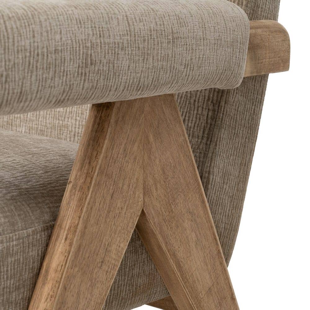 Sofá Beige de Tejido y Madera para Salón - Diseño Elegante y Confortable 134 cm, Ideal para Espacios Modernos - Imagen 8