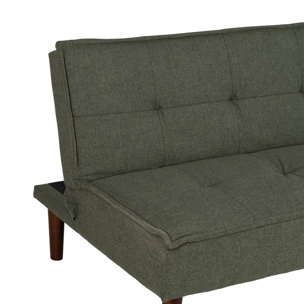 Sofá Cama Verde en Chenilla con Estructura de Madera - Diseño Moderno y Funcional, 181x101 cm, Ideal para Salones Contemporáneos - Imagen 5