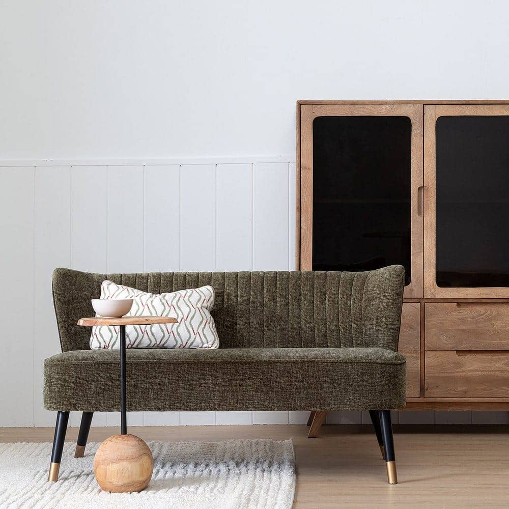 Sofá Verde Compacto en Tejido de Poliéster con Estructura de Madera - Diseño Moderno y Acogedor para Salones y Espacios Pequeños 74 cm - Imagen 12