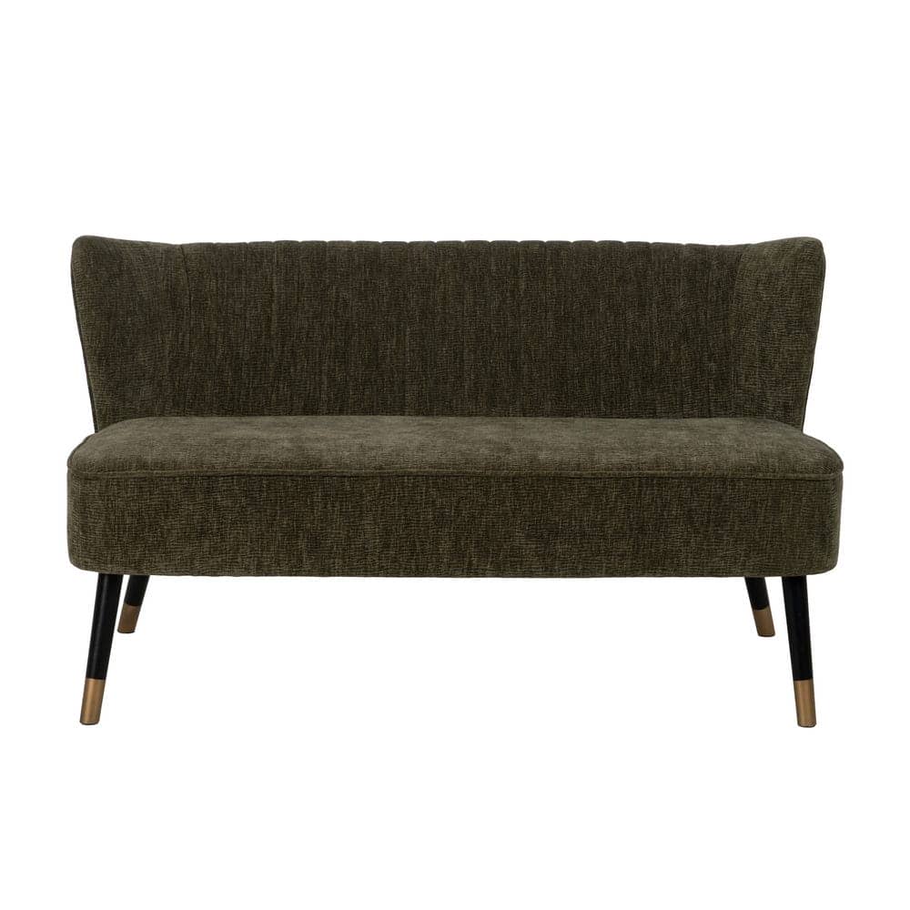 Sofá Verde Compacto en Tejido de Poliéster con Estructura de Madera - Diseño Moderno y Acogedor para Salones y Espacios Pequeños 74 cm - Imagen 2