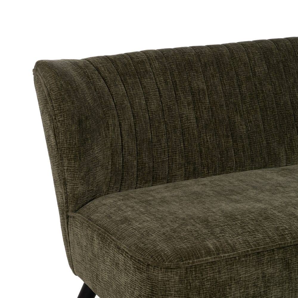 Sofá Verde Compacto en Tejido de Poliéster con Estructura de Madera - Diseño Moderno y Acogedor para Salones y Espacios Pequeños 74 cm - Imagen 4