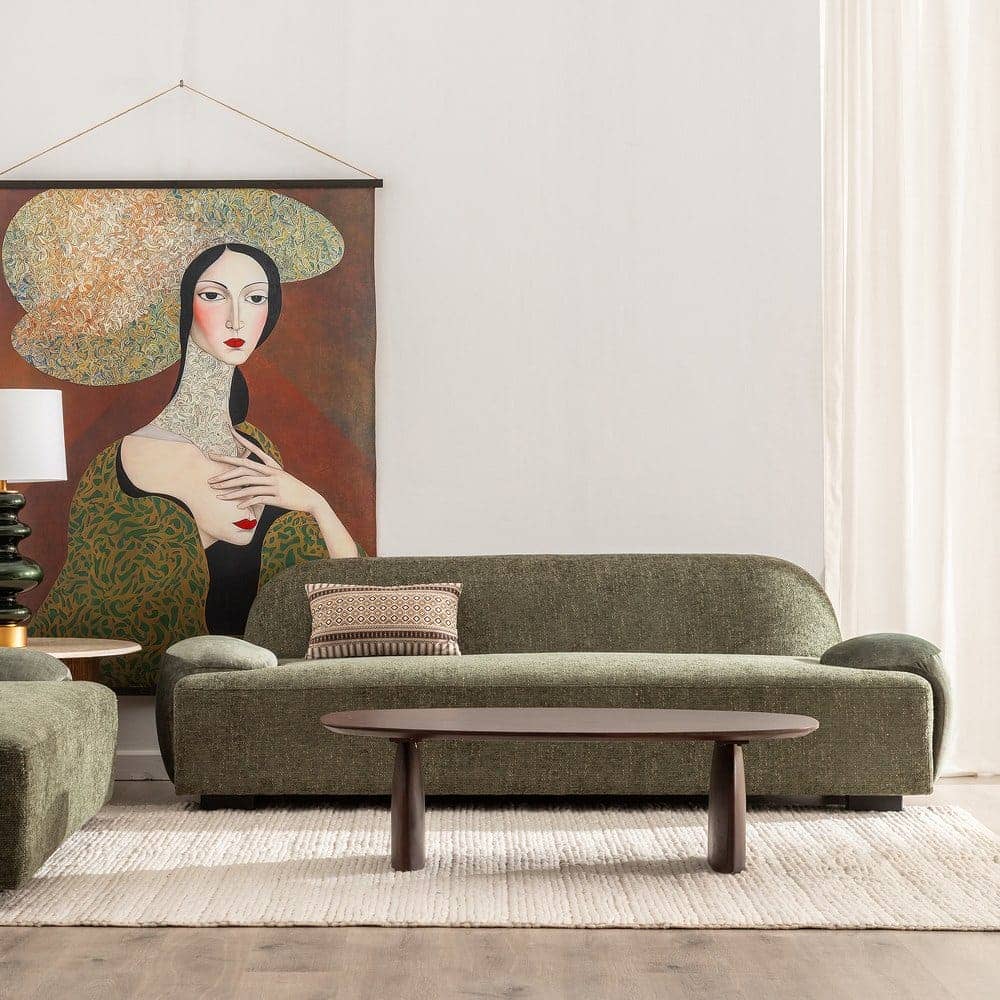Sofá Verde Tejido de 222 cm para Salón - Diseño Moderno y Confort Superior, Ideal para Decoración Contemporánea - Imagen 12